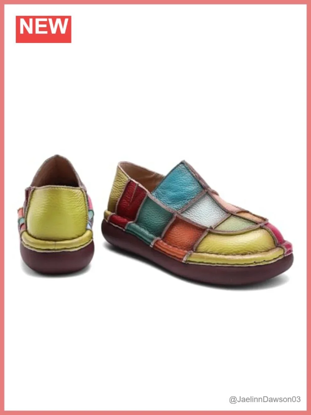 Womens Leather Loafers Round Toe Platform Slip-On Dress Shoes Casual